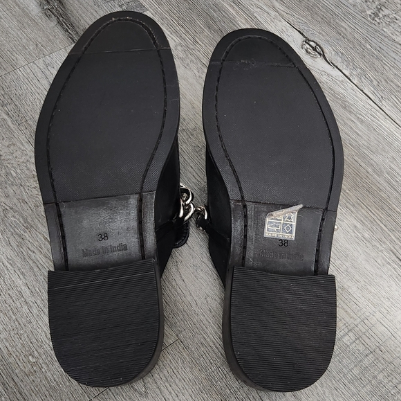 Free People‎ Vida Black Leather Silver Chain Mules - Picture 8 of 11